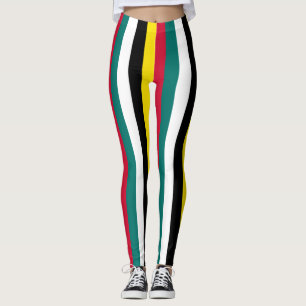 Mosambik Nationalflagge Farben Vertikal Gestreift Leggings