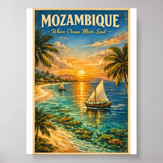 Mosambik Paradies – Vintage Style Reise Poster (Vorne)