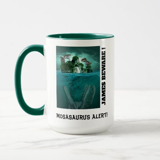 Mosasaurus-Alarm! Dinosaur-Angriff Tasse (Links)