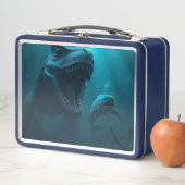 Mosasaurus chasing shark metall brotdose (Beispiel)