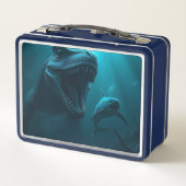 Mosasaurus chasing shark metall brotdose (Rückseite)