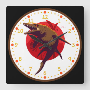 Mosasaurus Dinosaurier Quadratische Wanduhr