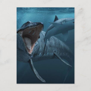 Mosasaurus jagen Hai-Plakat-Acryldruckjigs Postkarte