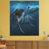 Mosasaurus jagender Hai Leinwanddruck (Insitu (Wohnzimmer))