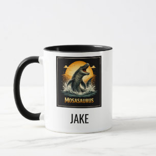 Mosasaurus Ozean Raubtier Vintage Sonnenuntergang Tasse