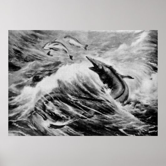 Mosasaurus Prähistorisches Tier Antiquitätendruck Poster (Vorne)