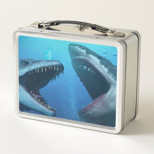 Mosasaurus versus Megalodon Metall Brotdose (Rückseite)
