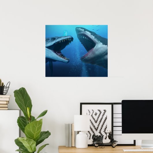 Mosasaurus versus Megalodon Poster (Heimbüro)