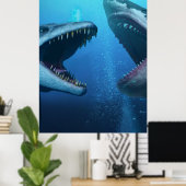 Mosasaurus versus Megalodon Poster (Heimbüro)
