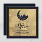 Moschee Crescent Moon Ramadan, blau, gold Einladung (Vorne/Hinten)