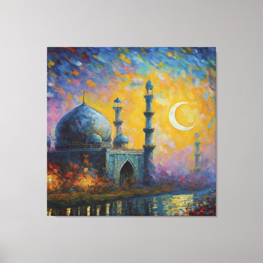 Moschee-Crescent-Sterne-Malerei Leinwanddruck (Vorderseite)