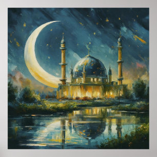 Moschee-Crescent-Sterne-Malerei Poster