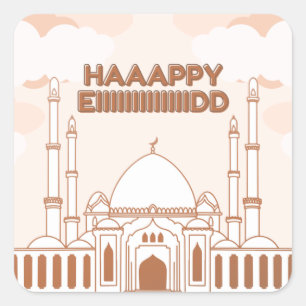 Moschee englisch happy eid - Eid Al Fitr- Quadratischer Aufkleber