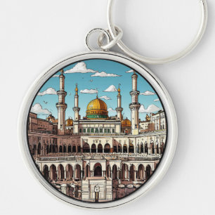 Moschee mit Kuppeln und Minaretten bei Tageslicht Schlüsselanhänger