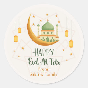 Moschee & Mond Eid Mubarak / Eid al-Fitr Aufkleber