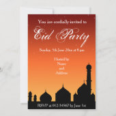 Moschee Silhouette Abend Sky Eid Party Einladung (Rückseite)