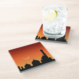 Moschee Silhouette Abend Sky - Glass Untersetzer