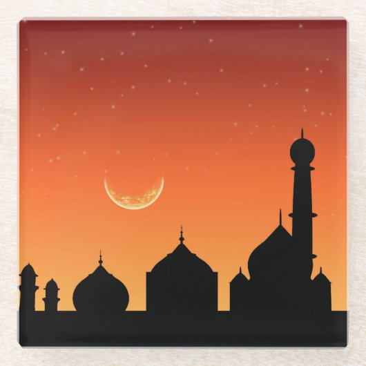 Moschee Silhouette Abend Sky - Glass Untersetzer (Vorderseite)