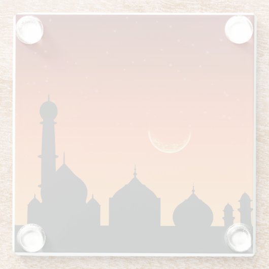 Moschee Silhouette Abend Sky - Glass Untersetzer (Rückseite)