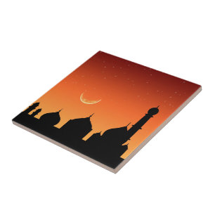 Moschee Silhouette Abend Sky - Keramik Tile Fliese