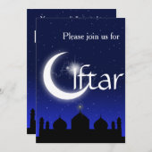 Moschee Silhouette am Abend Iftar Party Einladung (Vorne/Hinten)