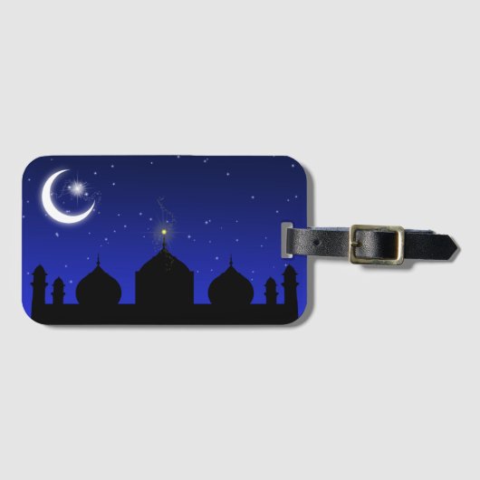 Moschee Silhouette bei Nacht - Gepäckmarke Gepäckanhänger (Vorderseite (Horizontal))