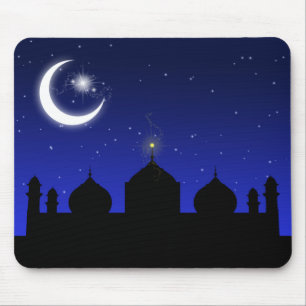 Moschee Silhouette bei Nacht - Mousepad