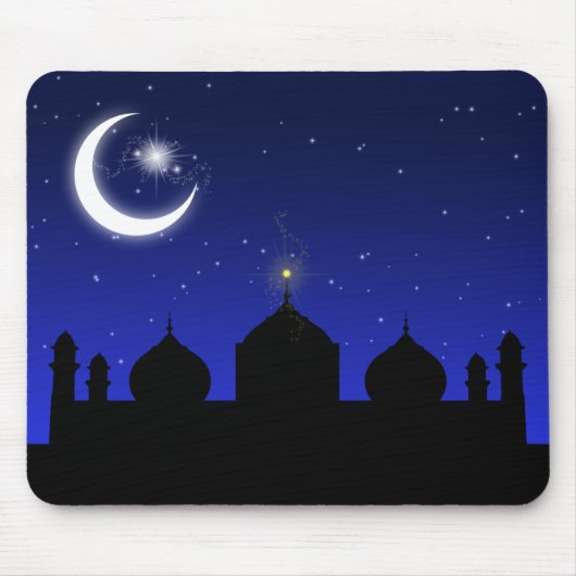 Moschee Silhouette bei Nacht - Mousepad (Vorne)