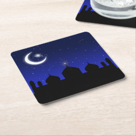 Moschee Silhouette bei Nacht - Paper Untersetzer