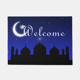 Moschee Silhouette bei Night Welcome Door Mat Fußmatte