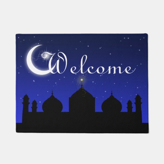 Moschee Silhouette bei Night Welcome Door Mat Fußmatte (Vorderseite)
