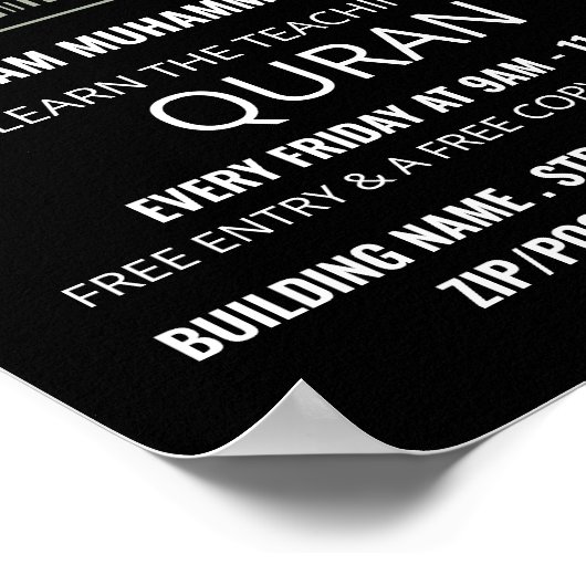 Moschee-Silhouette, Islamische Lehrwerbung Poster (Ecke)