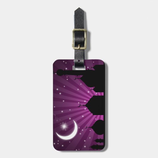 Moschee Silhouette Lila Night - Gepäckmarke Gepäckanhänger (Vorderseite vertikal)