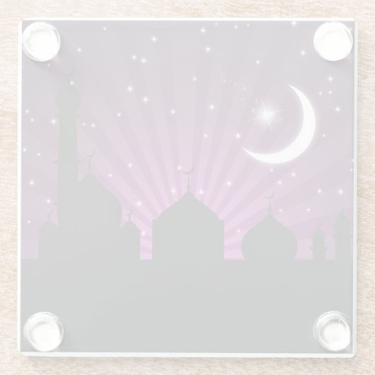 Moschee Silhouette Lila Night - Glass Untersetzer (Rückseite)