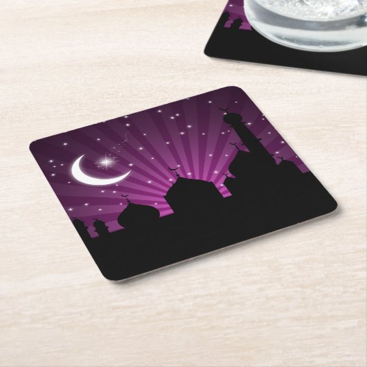 Moschee Silhouette Lila Night - Paper Untersetzer (angewinkelt)