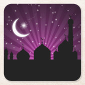 Moschee Silhouette Lila Night - Paper Untersetzer (Vorderseite)
