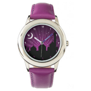 Moschee Silhouette Lila Night - Sehen Armbanduhr