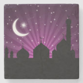 Moschee Silhouette Lila Night - Stone Untersetzer (Vorderseite)