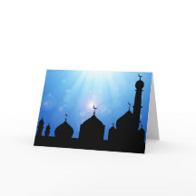 Moschee Silhouette mit Sonnenaufgang - Grußkarte