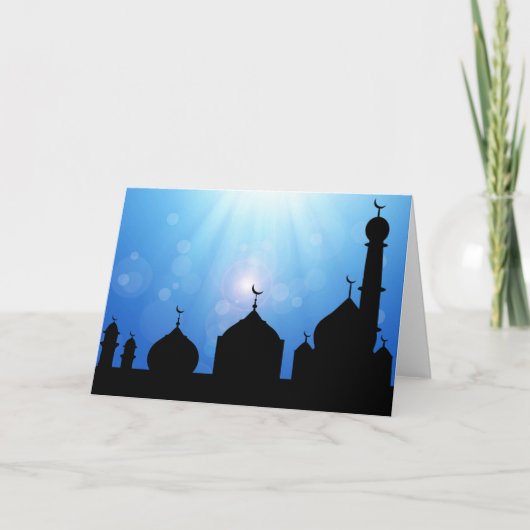 Moschee Silhouette mit Sonnenaufgang - Grußkarte Karte (Vorderseite)