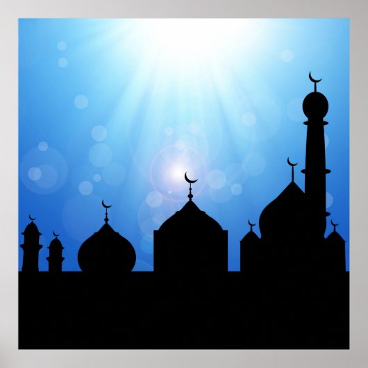 Moschee Silhouette mit Sonnenaufgang - Poster (Vorne)