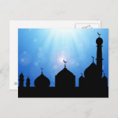 Moschee Silhouette mit Sonnenaufgang - Postkarte (Vorne/Hinten)