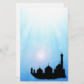 Moschee Silhouette mit Sonnenstrahlen - Geschirr Briefpapier (Vorne/Hinten)