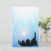 Moschee Silhouette mit Sonnenstrahlen - Geschirr Briefpapier (Stehend Vorderseite)