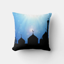 Moschee Silhouette mit Sonnenstrahlen - Kissen