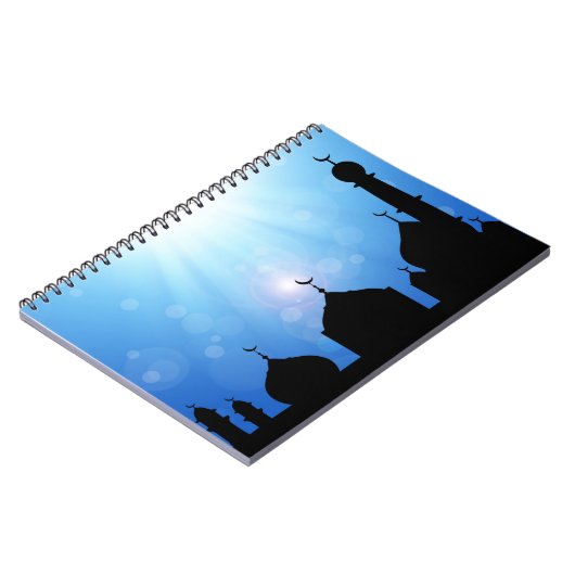Moschee Silhouette mit Sonnenstrahlen - Notebook Notizblock (Linke Seite)