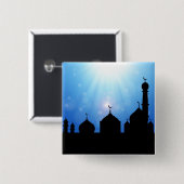 Moschee Silhouette mit Sonnenstrahlen - Schaltfläc Button (Vorne & Hinten)