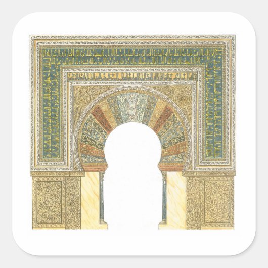 Moschee von Cordoba Spanien. Mihrab Quadratischer Aufkleber (Vorderseite)
