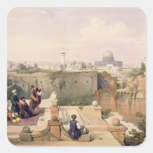 Moschee von Omar den Standort des Tempels zeigend Quadratischer Aufkleber