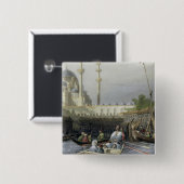 Moschee von Sultanine Valide vom Hafen, graviertes Button (Vorne & Hinten)